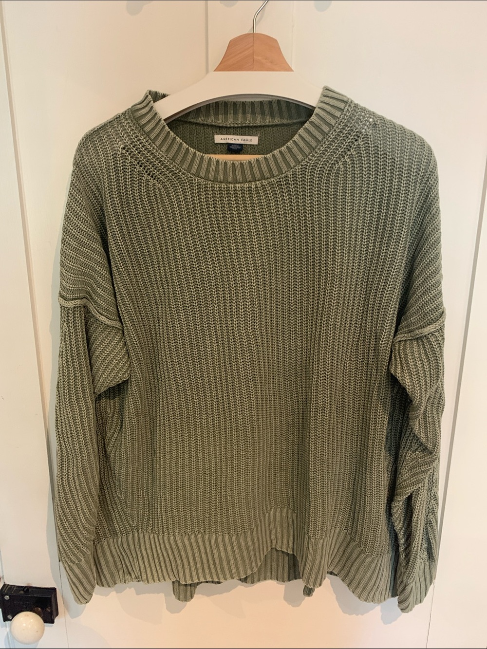 American Eagle Outfitters Olive Knit Crewneck Sweater